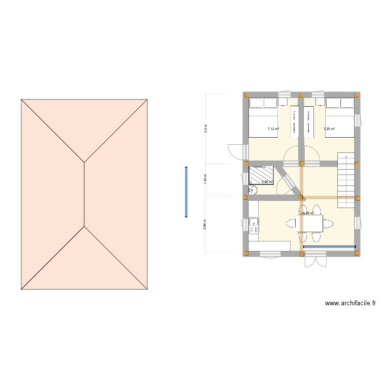 Tanayo 5. Plan de 5 pièces et 69 m2