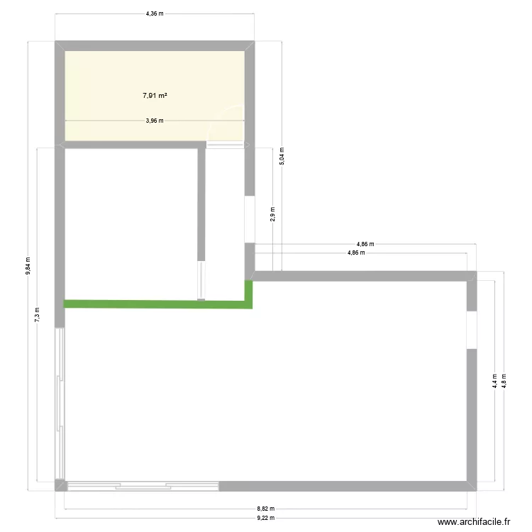 extan1. Plan de 1  et 8 m²