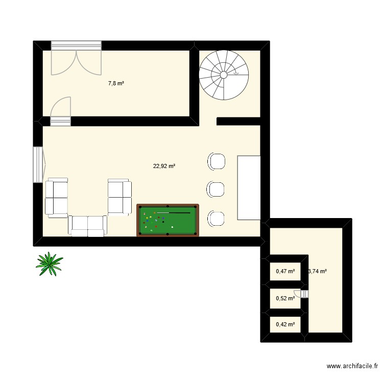 iuhiuhuii. Plan de 6 pièces et 36 m2