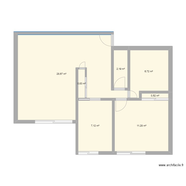 Appartement 71. Plan de 7 pièces et 57 m2