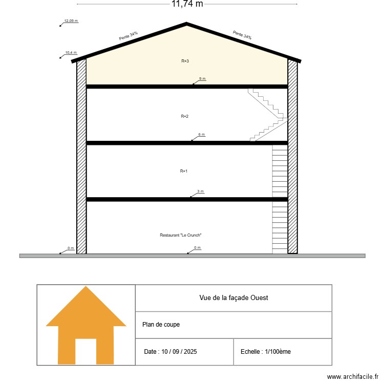 Plan de coupe Burgard. Plan de 4 pièces et 323 m2
