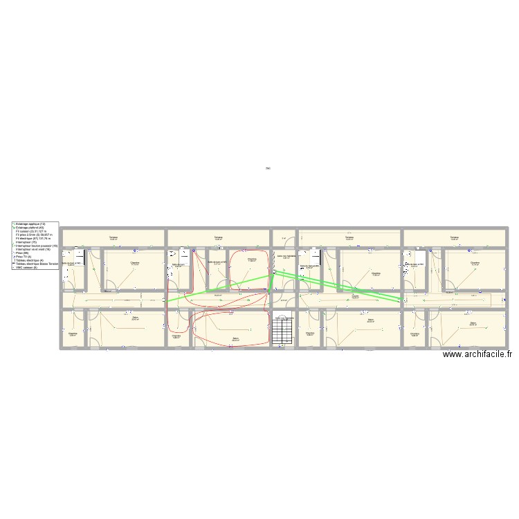 électricité &. Plan de 29 pièces et 338 m2