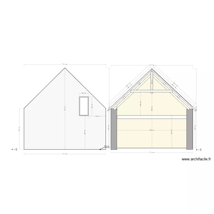 coupe et Pignon . Plan de 