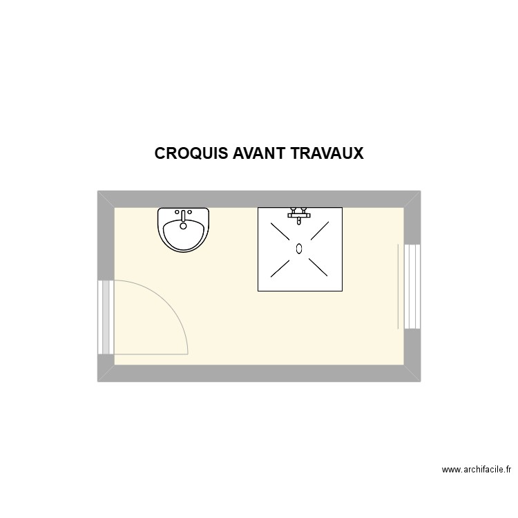 CROQUIS AVANT TRAVAUX. Plan de 1 pièce et 4 m2