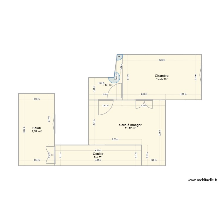 nouveau douiria. Plan de 5 pièces et 37 m2