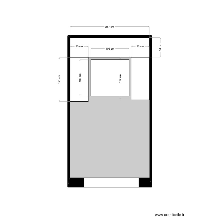 Les 3 A SAM. Plan de 1 pièce et 8 m2