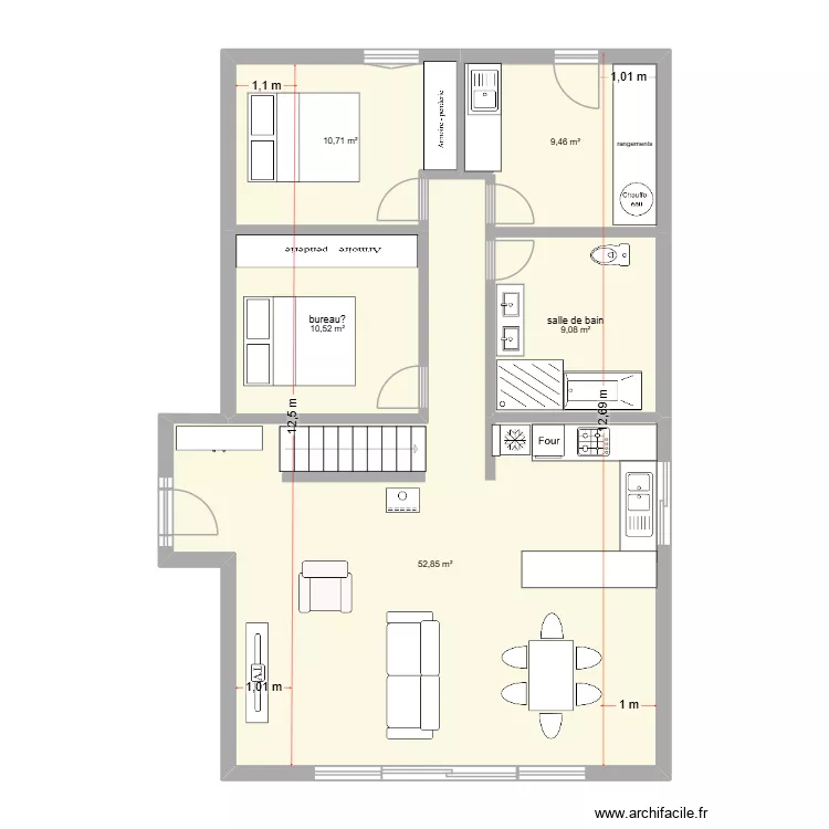 A frame v2. Plan de 5  et 93 m²