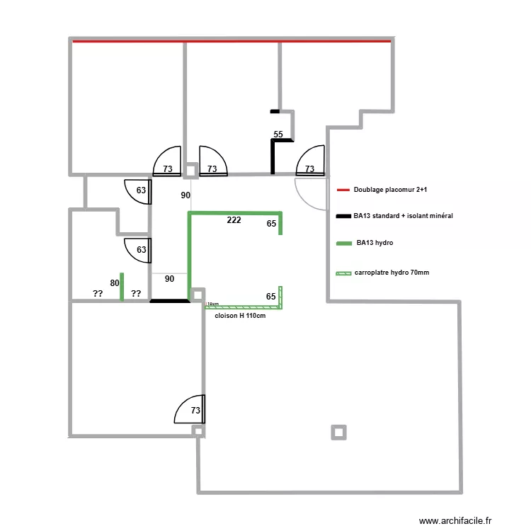MAUPAS PLAN MACONNERIE. Plan de 5  et 6 m²