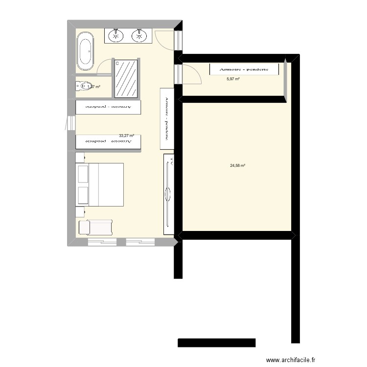 1er étage Alba 2. Plan de 4 pièces et 65 m2