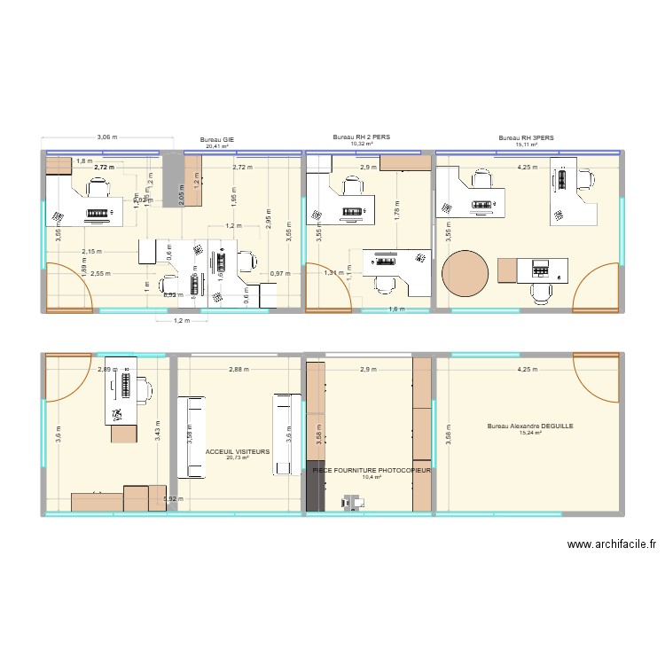 NOUVEL IMPLANTATION BUREAU ACCUEIL. Plan de 6 pièces et 92 m2