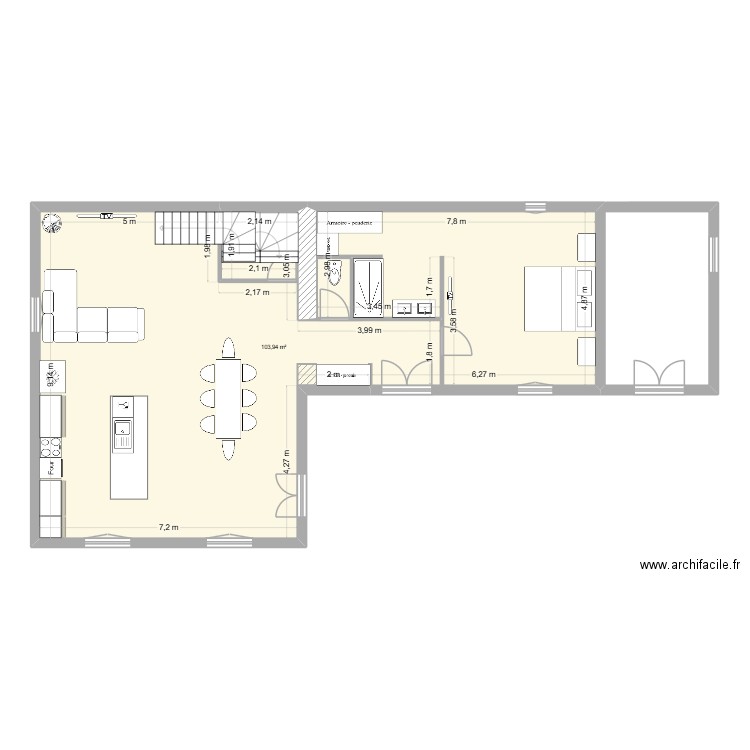 MAISSON LAVERNAT. Plan de 1 pièce et 104 m2