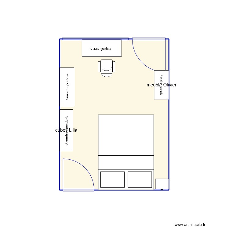 chambre25. Plan de 1 pièce et 11 m2
