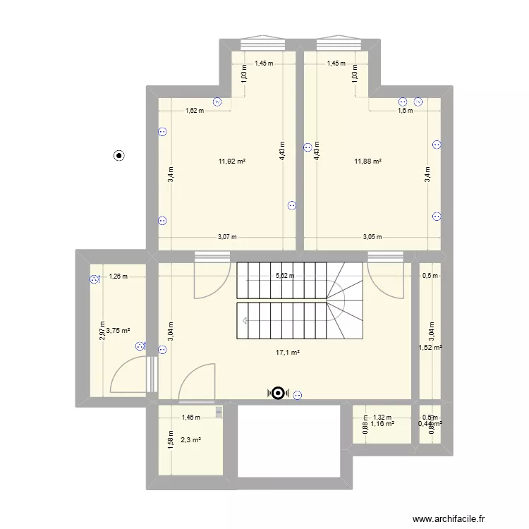 Maison ss sol. Plan de 8  et 46 m²