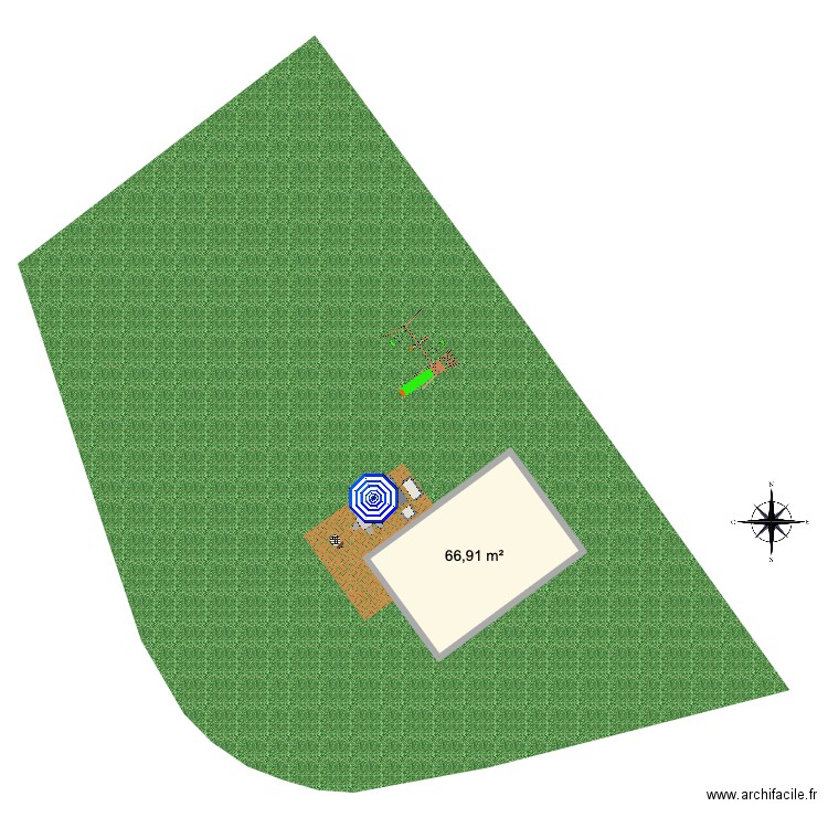 plan global. Plan de 1 pièce et 67 m2