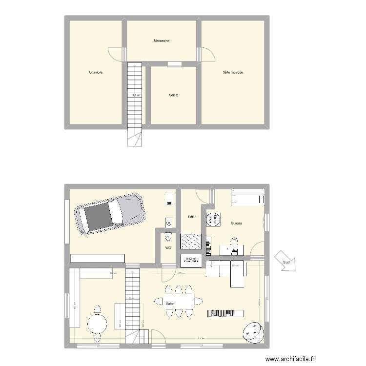Maison à deux. Plan de 11 pièces et 148 m2