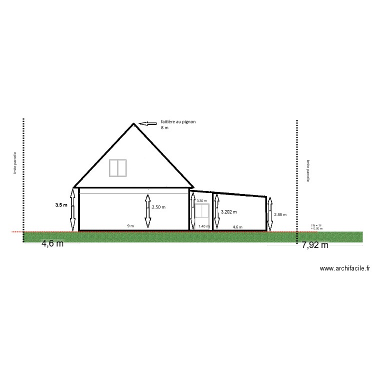 Plan de coupe face est. Plan de 0 pièce et 0 m2