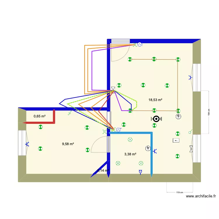 Louis Pasteur 2 Lumi&egrave;res Salon circuit 1. Plan de 