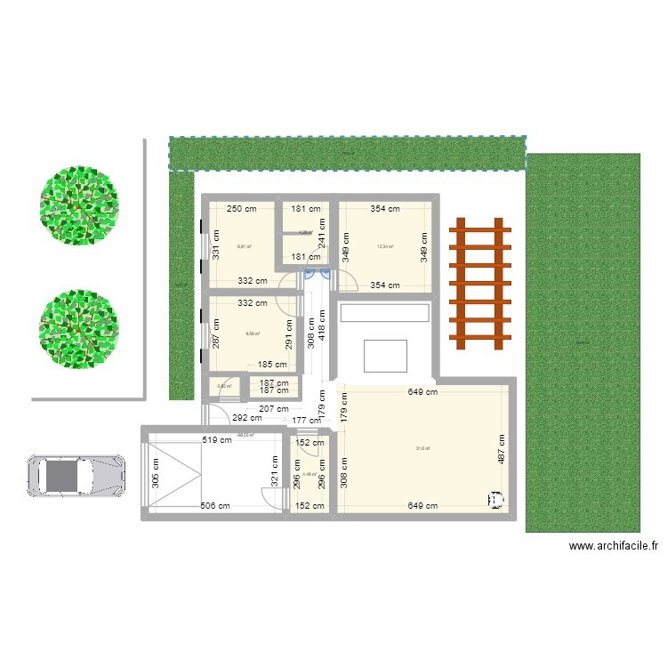 Maison Ciré. Plan de 9 pièces et 98 m2