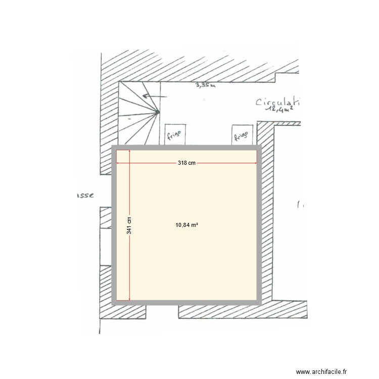 cuisine green. Plan de 1 pièce et 11 m2