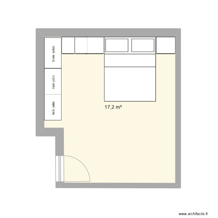 dressing chambre. Plan de 1 pièce et 17 m2