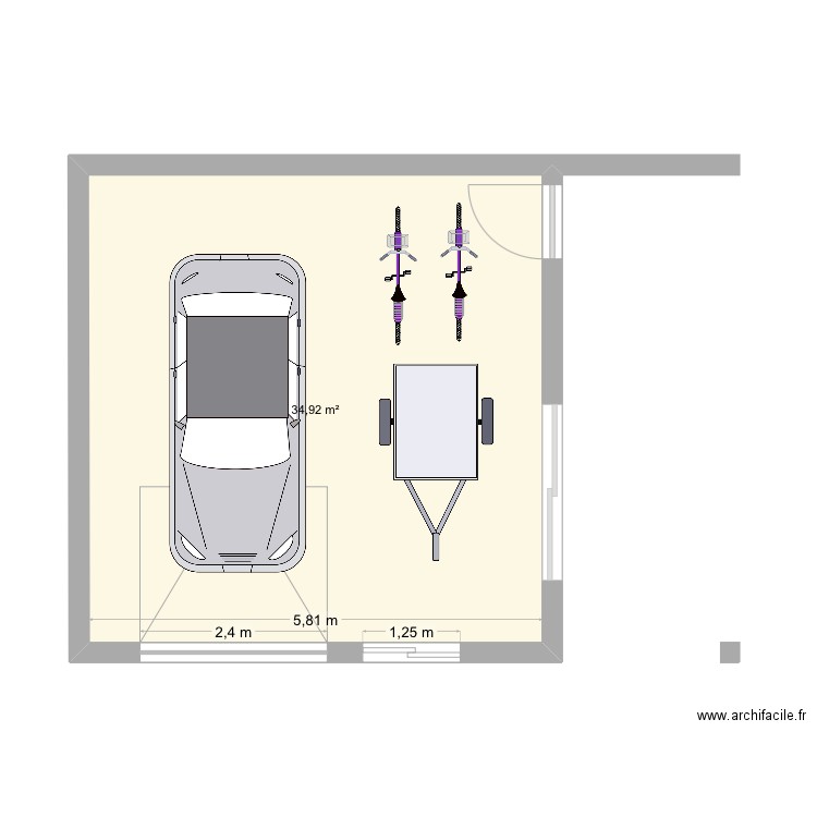 Garage indépendant. Plan de 1 pièce et 35 m2
