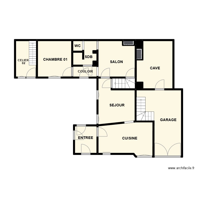 PLAN RDC BERNIS AM. Plan de 17 pièces et 53 m2