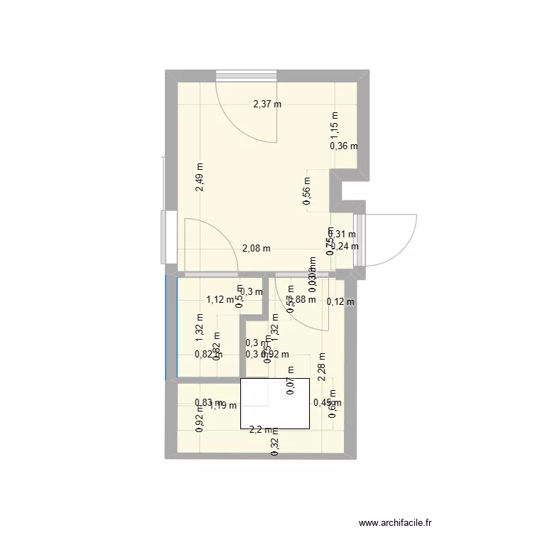 ENTREE SDB WC. Plan de 