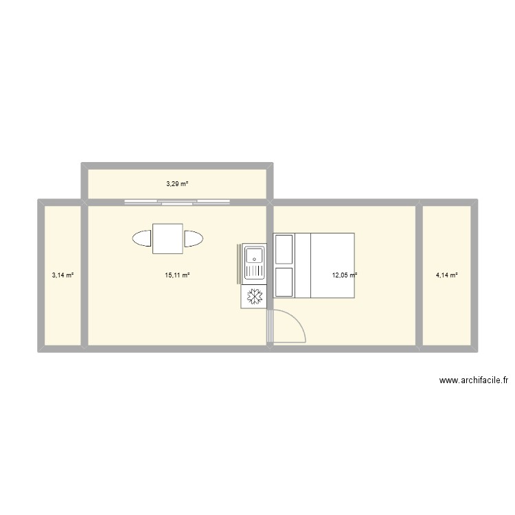 dépendance miri. Plan de 5 pièces et 38 m2