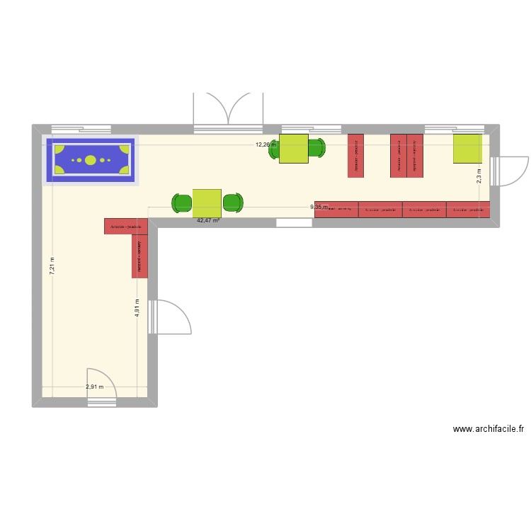 PETITE ENFANCE 3 meubles. Plan de 1 pièce et 42 m2