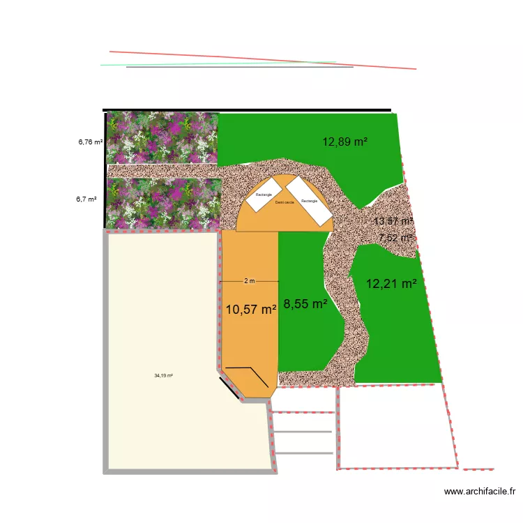 terrasses jardin haut. Plan de 1 et 34 m² terrasses jardin haut. Plan de 1 et 34 m²