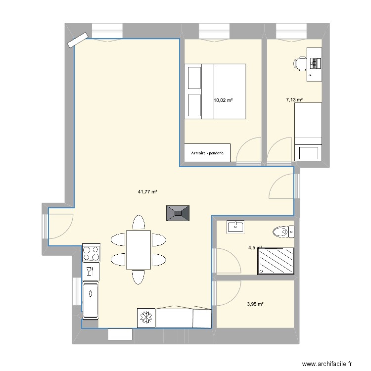 Le Logis. Plan de 5 pièces et 67 m2