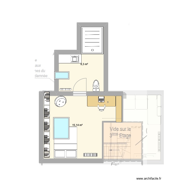 palissy etage bis. Plan de 0 pièce et 0 m2