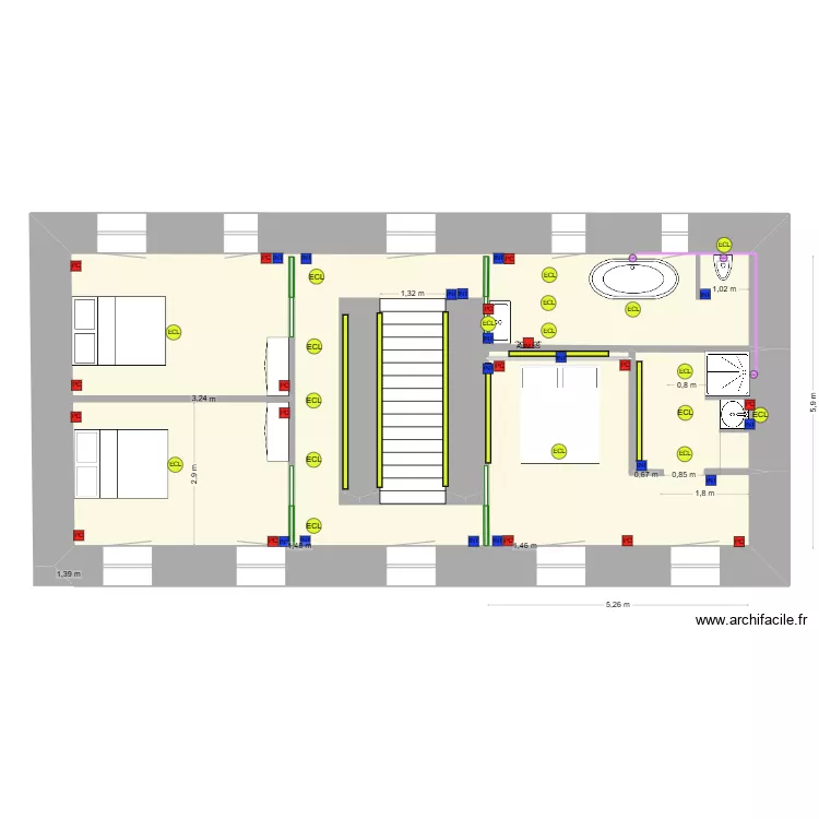 1er &eacute;tage couleur 130525 avec utilit&eacute;s. Plan de 