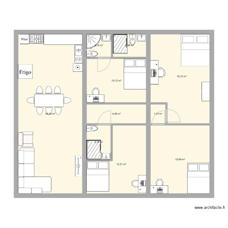 Maison mayotte rdc. Plan de 10 pièces et 111 m2