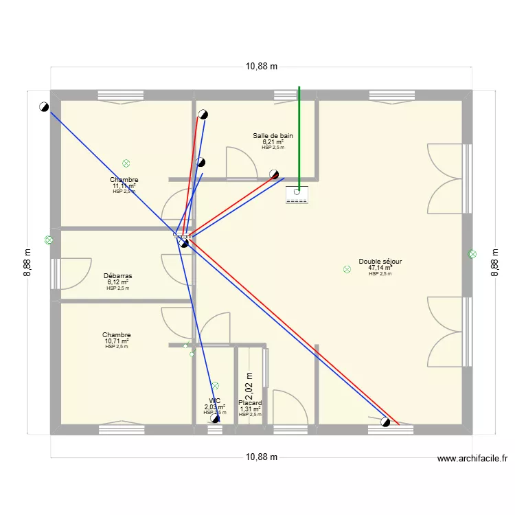 projet logis plomberie. Plan de 7  et 85 m²