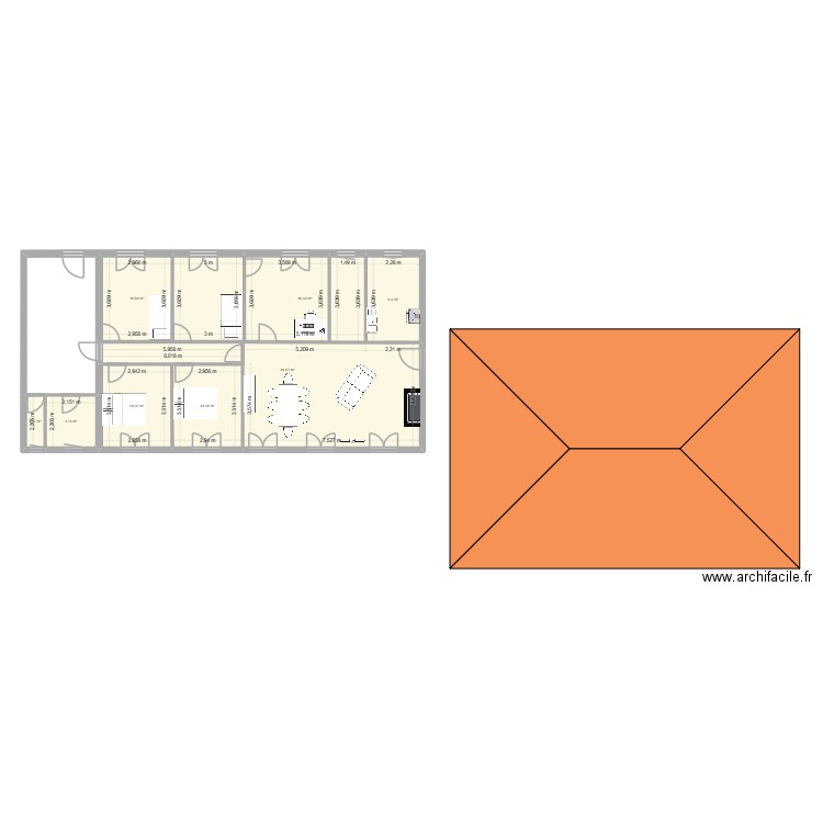 gloriette. Plan de 8 pièces et 114 m2