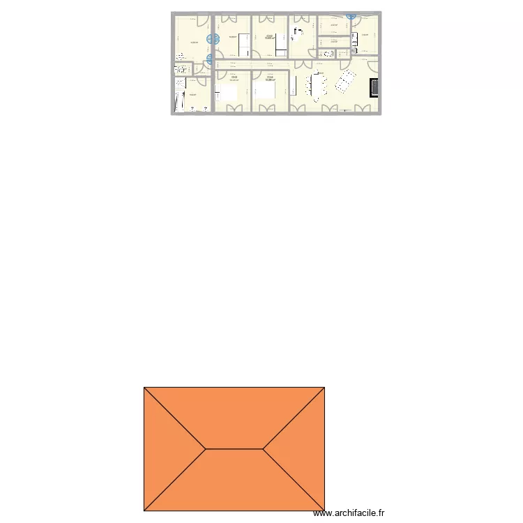 gloriette. Plan de 11 pièces et 130 m²