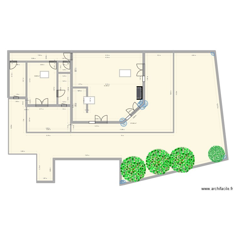 LONGEVILLE suite. Plan de 3 pièces et 308 m2