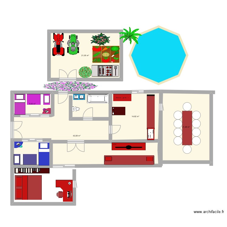 maison mamie. Plan de 5 pièces et 106 m2
