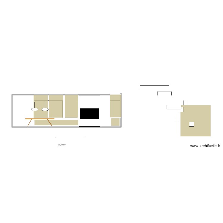 Vista living comedor. Plan de 1 pièce et 23 m2