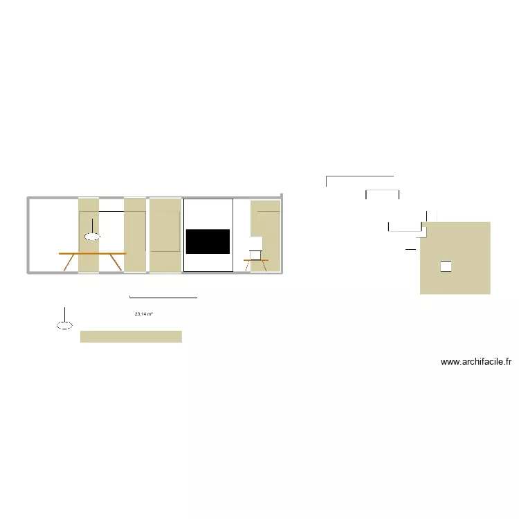 Vista living comedor. Plan de 