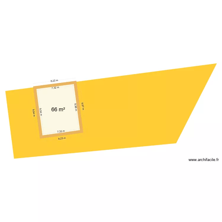 plan de mass rdc mur 45. Plan de 1 pièce et 66 m²