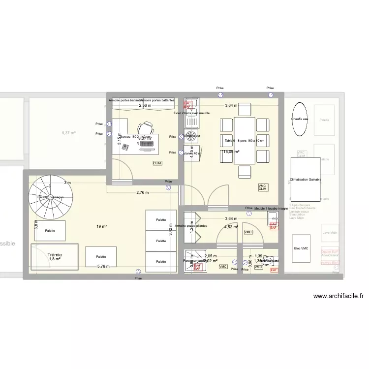 Laboratoire 2. Plan de 14 Pièces et 215 m²