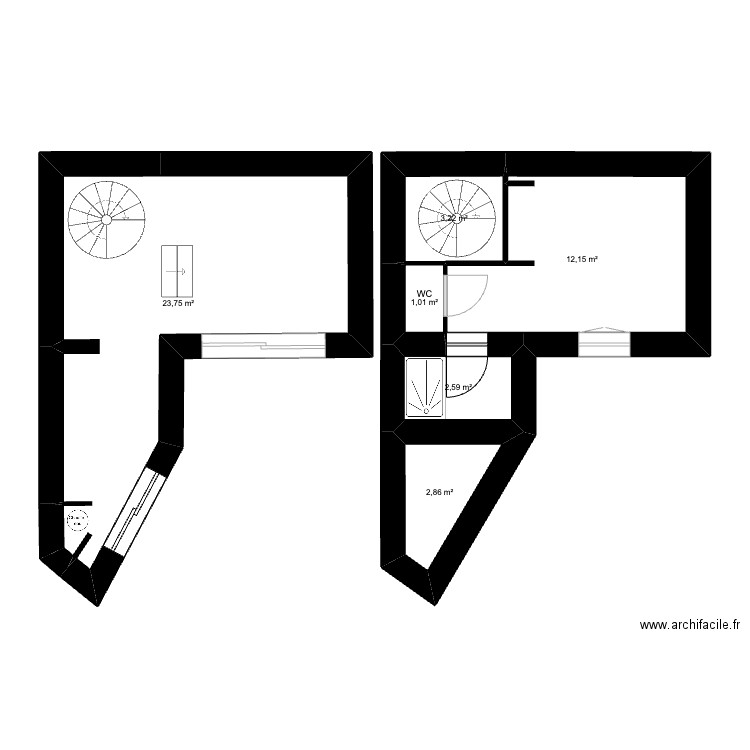 Ambleteuse cottage 2. Plan de 6 pièces et 46 m2