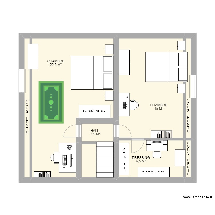 2ème ETAGE WITHOFS. Plan de 8 pièces et 46 m2