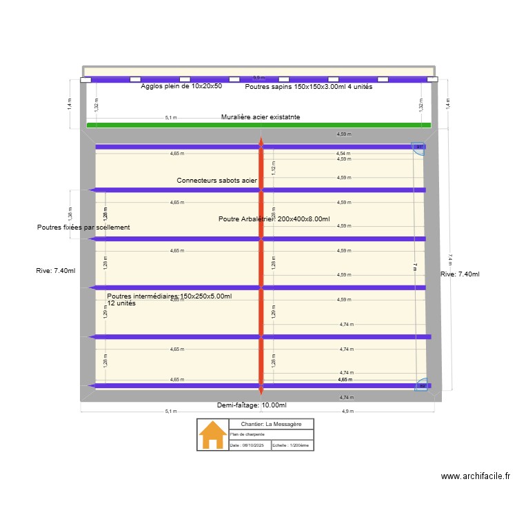 Plan TOURRET 2. Plan de 8 pièces et 62 m2