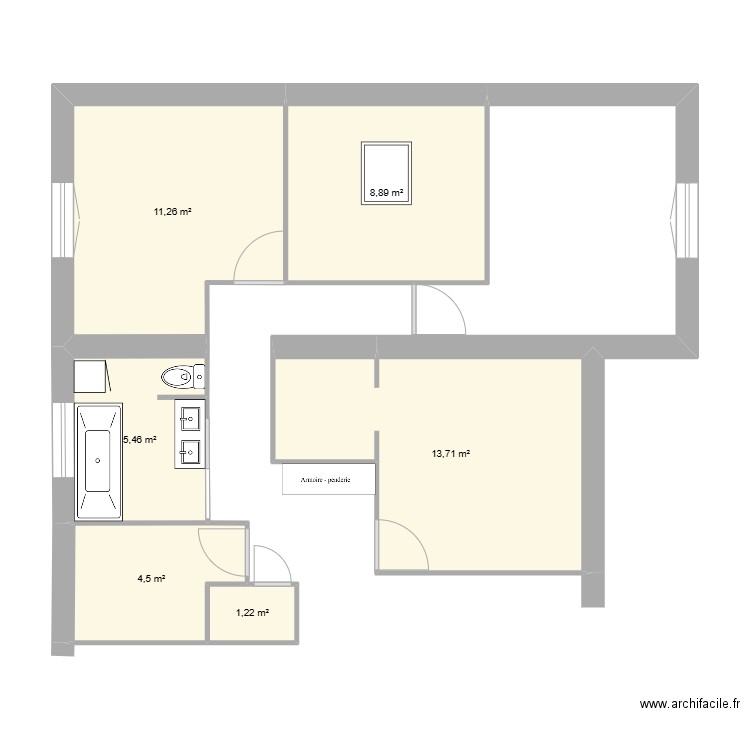 Agencement intérieur. Plan de 6 pièces et 45 m2