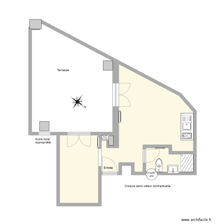 4 Chapu. Plan de 4 pièces et 25 m2