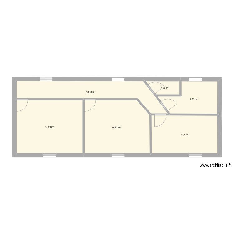 2e étage. Plan de 6 pièces et 67 m2