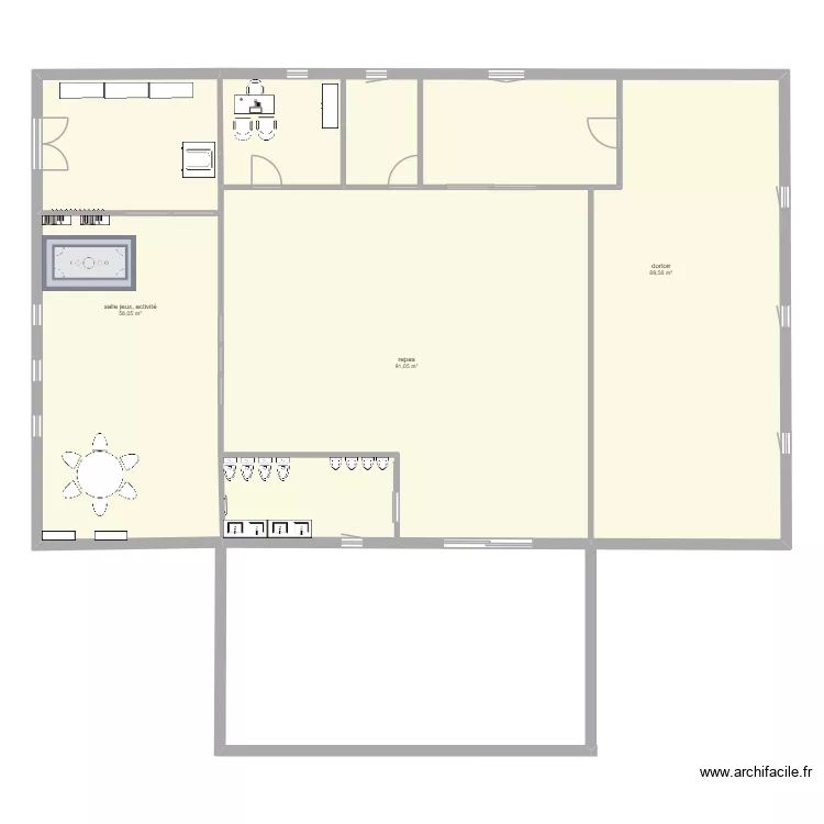 creche. Plan de 3  et 239 m²